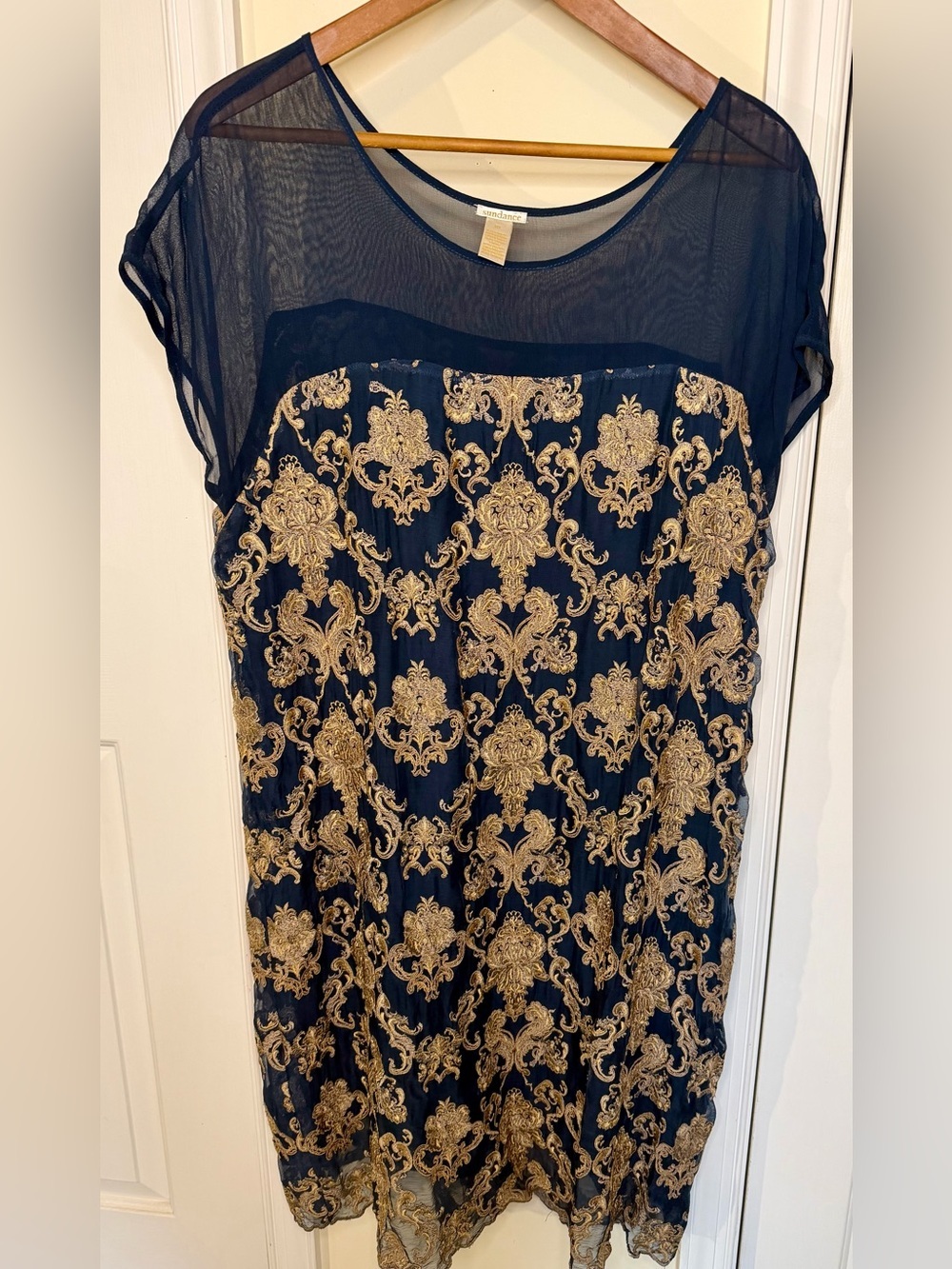 Sundance Navy and Gold appliqué Dress